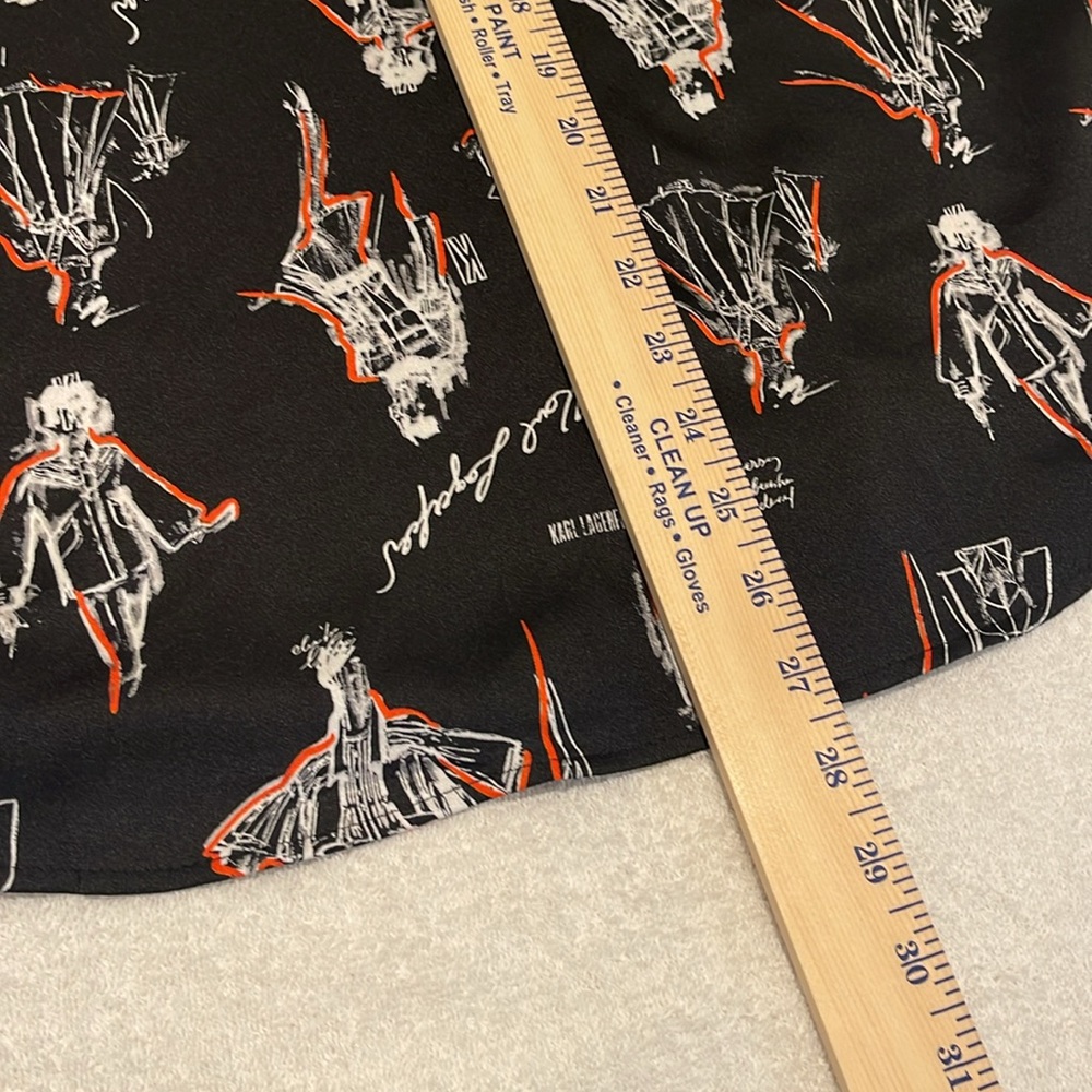 NWOT Karl Lagerfeld Women Black Preppy Graphic Button Down Beach Cover Up Med - Picture 13 of 15